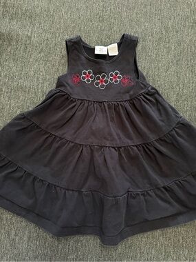 Koala Kids Black Tiered Floral Embroidered Kids Dress Sz 24 months